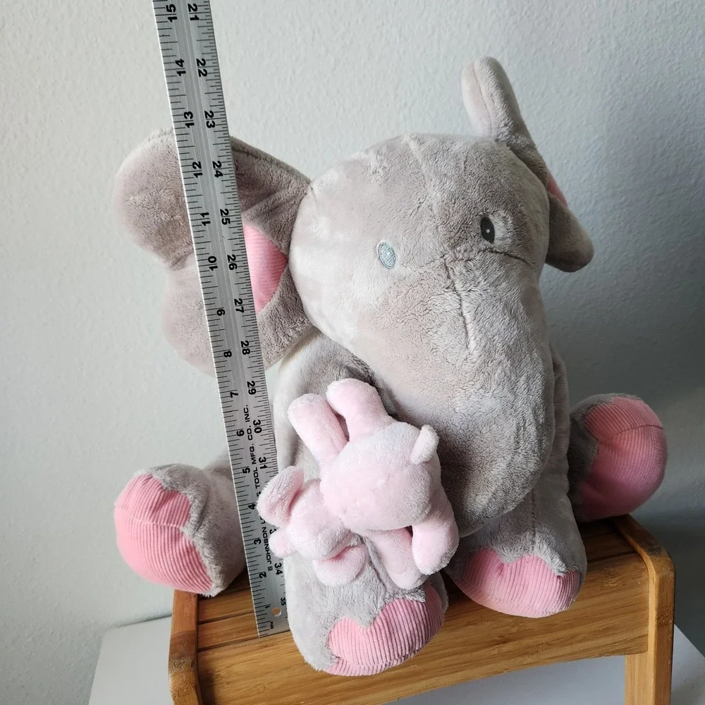 Vintage 2008 Plush Stuffed Animal Alley‎ Toys R Us Gray Pink Large Baby Elephant